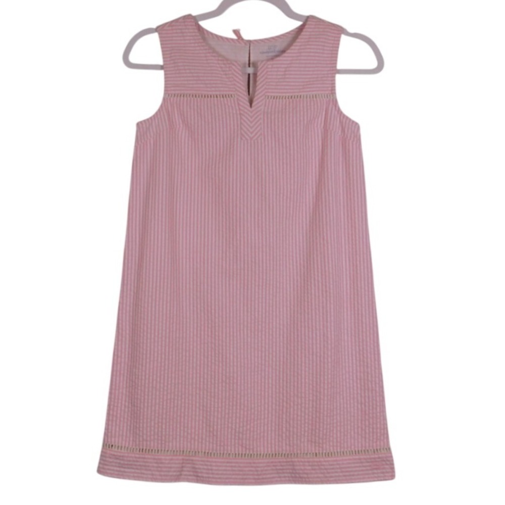 NWT Vineyard Vines Girls‎ Seersucker Pink/White Striped Shift Dress Size 12 A53